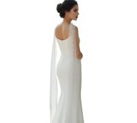RUNRAYAY Sciarpa da sposa lunga in pizzo bianco per matrimonio, 146 pollici Sciarpa di velo da sposa per la sposa, Avvolgente in tulle minimalista per cerimonia Fuga d'amore Ricevimento nuziale