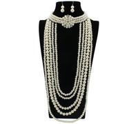 RUNRAYAY Set di gioielli con perle degli anni '20, collana multistrato e or | Perla bianca impermeabile adatta per matrimoni, balli, feste e occasioni festive con perle finte