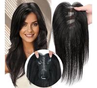 RUNRAYAY Topper per capelli da donna in veri capelli umani, copertura 3D a 360° per aggiungere volume, frangia a clip da 25 cm per uso quotidiano - 1B#