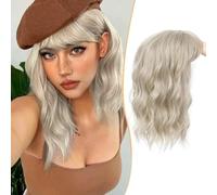 RUNRAYAY Topper per capelli da donna, topper sintetico ondulato con riga centrale e frangia, clip in topper per capelli - 18T60