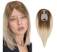 RUNRAYAY Topper per capelli per donna Topper per capelli umani con gradazione di aggiornamento da 10 pollici per donne Veri capelli che si assottigliano per aggiungere volume - T8/60#