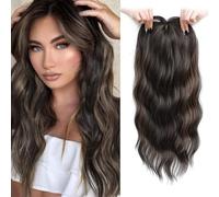 RUNRAYAY Topper per capelli per donne con capelli diradati, 50 cm, frangia sintetica riccia ondulata a 360° 3D con riga laterale e clip (castano H6/30#)