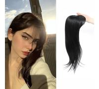 RUNRAYAY Topper per capelli RUNRAYAY, topper per capelli 3D 360 ° per donne con capelli diradellati, pezzi lunghi da 18 pollici per donne clip in fascia media, nero 1b#