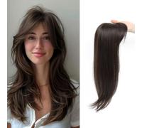 RUNRAYAY Topper per capelli RUNRAYAY, toppers per capelli 3D 360 ° per donne con capelli diradati, pezzi lunghi da 18 pollici per donne clip in fascia media, marrone 6#