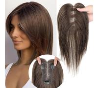 RUNRAYAY Topper per capelli umani da donna in veri capelli umani, copertura 3D a 360° per aggiungere volume, frangia a clip da 25 cm per uso quotidiano - 6/10B#