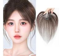 RUNRAYAY Toppers per capelli per donne, grande base marrone con frangia di divisione evidenzia il vero topper per capelli umani con toppers per le donne, in stile marrone 1
