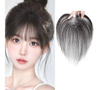 RUNRAYAY Toppers per capelli per donne, grande base nera con francesi evidenziano il vero topper per capelli umani con toppers per capelli per donne, stile nero 2