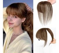 RUNRAYAY Toppers per capelli per donne vere capelli umani, clip 3d da 10 pollici in colpi toppers per capelli umani con capelli diradellati 165% di topper per capelli a densità, marrone