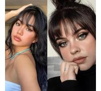 RUNRAYAY Toppers per capelli per donne vere capelli umani con frangetta, topper per capelli a copertina 3d a 360 ° per donne con capelli diradellati, stile di cucitura marrone scuro