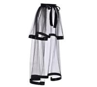 RUNRAYAY - Tutù in tulle a 2 strati, gonna lunga con strascico, abito lungo da donna, da cocktail, da ballo, con fascia, in rete, per festival e discoteche