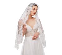 RUNRAYAY Velo a triangolo bianco, Veli da cattedrale, Velo in pizzo Mantilla Cappella Chiesa Cattolica Foulard Copricapo per donna