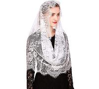 RUNRAYAY Velo infinito in pizzo in stile spagnolo, sciarpa Mantilla di ispirazione tradizionale vintage a forma di infinito, copricapo per la messa in latino per la Chiesa