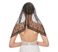 RUNRAYAY Velo mantiglia in pizzo nero, copricapo in stile spagnolo, foulard da chiesa cattolico morbido e confortevole per donne