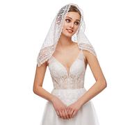 RUNRAYAY Velo Mantilla in pizzo bianco, copricapo in stile spagnolo, sciarpa da chiesa con veli cattolici morbidi e confortevoli per donna