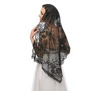 RUNRAYAY Velo nero a triangolo, veli da cattedrale, velo di pizzo Mantilla Chiesa Cattolica Cappella Sciarpa Copricapo per donna
