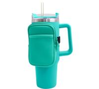 runrayay Water Bottle Pouch for Stanley Cup Accessories, 40 Oz with Dual Zipper Portable Tumbler Bag for Outdoor Gym Water Bottle Caddy for Phone Cards Keys Cash, Green