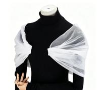 RUNRAYAY White Bridal Cloak Wedding Cape White Tulle Shawls Wedding One-Shoulder Short Shawl Mini Shawl - D