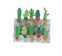 RUNROTOO 10 Pezzi Mollette di Legno Grandi a Forma di Cactus, Clip Robuste per Appendere Foto e Decorazioni, per Carta e Opere d'Arte Durante Le FESTIVITÀ