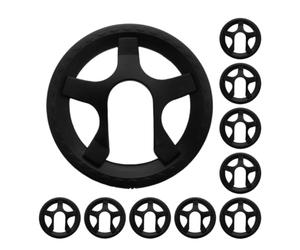 RUNROTOO 10 Pezzi Paracatena Bici Nero in Plastica, 34 Denti, Cinque Fori | Design Sottile, Leggero, per Bici da Strada e Commuter, su Terreni Difficili e Lunghi Percorsi