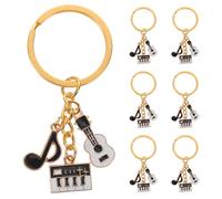 RUNROTOO 10 portachiavi con ciondolo a forma di chitarra, tastiera di pianoforte e nota musicale in lega, ideali per gli amanti della musica, come regalo per insegnanti o per la festa di laurea.