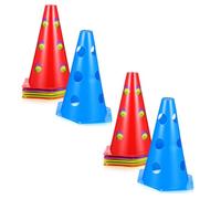 RUNROTOO 12 Pezzi Coni da Allenamento Calcio Esagonali con Fori Integrati da 23cm in PE per Guida Direzionale e Rapido Passaggio Corda Colore Casuale per Campi ed Esterni