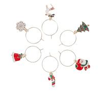 RUNROTOO 18 Pezzi Anelli Natalizi per Calici in Metallo Decorativi a Forma di Elementi di Natale per Cocktail e Raduni, Identificazione Chiara e Divertimento Festivo Stile Stili multipli