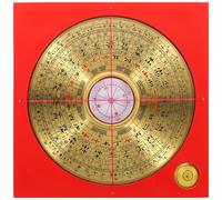 RUNROTOO 1set Bussola Cinese Antica in Rame con Marcature Feng Shui Precise Portatile e Leggera Strumento Tradizionale Luo Pan per Misurazioni e Protezione Spirituale Decorazione Culturale
