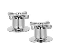 RUNROTOO 2 maniglie a croce per rubinetto: maniglia a croce per rubinetto di vasca/doccia e lavandino - pomello per del lavandino per cucina, lavabo, lavanderia, argento