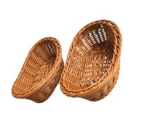 RUNROTOO 2pezzi Cestini Plastica Imitazione Rattan Vassoi Portafrutta e Pane Resistenti Contenitori Multiuso per Cucina e Negozio Design Intrecciato Naturale e Pratico Riutilizzabile