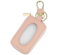 RUNROTOO Astuccio Portachiavi Auto Compatto Zip e Gancio, Custodia Protettiva per Chiavi Keyless, Organizer per Uso Interno Auto Donna, Materiale Resistente Antigraffio Rosa Chiaro