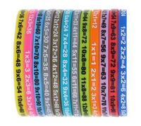 RUNROTOO Braccialetti 12 Pezzi per Ragazzo Ragazza in Silicone Tabelline per Aiutare a Ricordare le Tabelline Elastici e Decorativi, per Festa Back To School Party