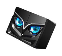 RUNROTOO Casse Sonore per Computer USB 2.0 Stereo 2 Pezzi Nero | Plastica, Potenza 3 W e Rapporto Segnale-rumore >65 Db, Risposta 30 Hz-15 Khz, Effetto Luce Colorata