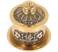RUNROTOO Coppa di Rame per Tempio Buddista Coperchio, Contenitore per Offerta di Acqua, Resistente e Versatile, Decorazione per Meditazione e Casa, Design a Fiore di Loto