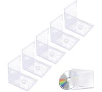 RUNROTOO Custodie Porta CD Doppio Trasparenti in Plastica 5 Pezzi con Vassoio Chiaro Assemblato per Contenere 2 Dischi e Proteggere Album Art, Portatile e Compatto