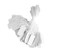 RUNROTOO Etichette Prezzi Bianche in Carta con Filo per Gioielli e Abbigliamento, 190 Pezzi Rettangolari per Gestire Stock e Scrivere Numero Articolo