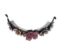 RUNROTOO Fermaglio per Chioma Fiore di Strass Elegante e Chic in Pelle Sintetica e Abs, Adatto a Diversi Tipi di Chioma per Outfit Quotidiani di Ragazze e Donne