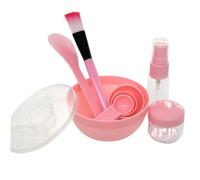 RUNROTOO Kit 9 Pezzi per Maschere Viso Fai da Te Ciotola in Pp, Pennello in Silicone e Spatola, Accessori Rosa per Trucco Cosmetico e Cura della Pelle