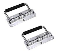 RUNROTOO Maniglia Pieghevole in Acciaio Inox 2 Pezzi Impugnatura in Gomma Antiscivolo per Mobili e Casse, Accessorio per Trasporto Sicuro Attrezzature Pesanti, Facile Installazione