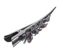 RUNROTOO Mollette per Chioma Donna Fiocco in Metallo e Cristallo Nero, Clip Vintage Resistente che Non Si Deforma Né Cade, per Uso Quotidiano e Feste