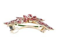 RUNROTOO Mollette per Chioma Donna in Metallo Fiore Rosso e Cristalli, Clip per Chioma Resistenti che Non Si Deformano, per Cerimonie come Laurea ed Engagement