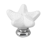 RUNROTOO Pomelli per Mobili Cucina a Forma di Stella Marina in Lega di Zinco e Ceramica Bianca, 4 Pezzi con Viti, Maniglie per Armadi e Cassetti per Decorazione Casa