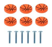 RUNROTOO Pomelli per Mobili Motivo Basket, 6 Pezzi, in Lega di Zinco e Gomma, Antiscivolo e Anti-collisione, per Cassetti e Armadi in Camera