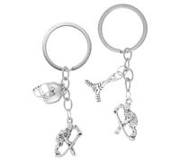 RUNROTOO Portachiavi Ice Hockey Keyring 2 Pezzi in Metallo, Argento
