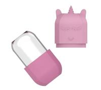 RUNROTOO Rullo Massaggiante Viso Mini in Silicone Rosa a Forma di Unicorno per Donne, Dispositivo di Bellezza Funzione Antigonfiore e Antidolorifica, la Cura del Viso