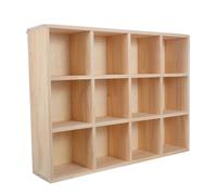 RUNROTOO Scaffale in legno con 12 scomparti - Vetrina espositiva in legno a parete per soprammobili e tazze da caffè