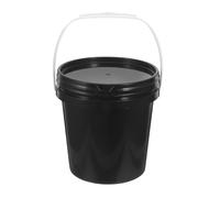 RUNROTOO Secchio di plastica con manico e coperchio, 3 litri / 101,44 once, contenitore per alimenti, vernice, acqua, progetti artistici e artigianali, organizzazione del garage, nero.