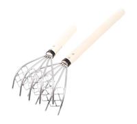 RUNROTOO Set 2 Pezzi Rastrello Manuale in Acciaio Inossidabile a 5 Denti Artigli Robusti e Facile da Pulire, per Giardino e Raccolta di Frutti di Mare sulla Spiaggia