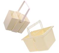 RUNROTOO Set 2pezzi Lavapennelli Portatile in Plastico Beige Separatore, Secchio per Pulizia Pennello per Progetti Artistici e Cancelleria Scolastica