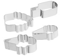 RUNROTOO Set 4 Stampi per Biscotti in Acciaio Inossidabile Argento, Formine Creative per Biscotti e Torte, Facili da Usare per Cottura e Pasticceria