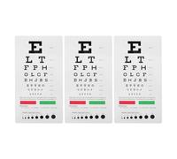 RUNROTOO Set di 3 tabelle per test della vista: tabella in PVC bifacciale per ipovisione - Poster impermeabile per test, ideale per cliniche e ospedali, dimensioni 7,3x3,9 pollici.